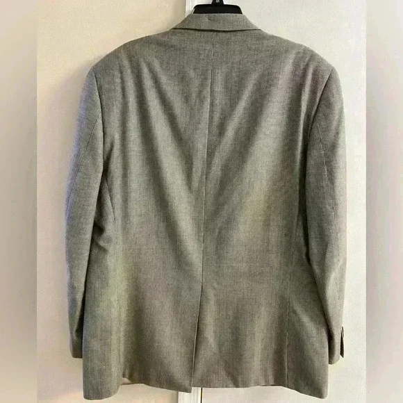 Ralph Lauren silk/wool blend blazer beige/black button front. Sz 44 L - Picture 6 of 8